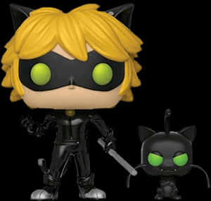 Chat Noir Funko Popand Plagg Figure PNG image with transparent background
