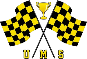 Checkered Flagsand Trophy Vector PNG Image