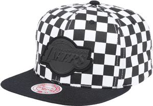 Checkered Los Angeles Lakers Cap PNG image with transparent background