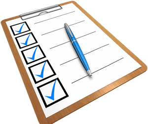 Checklistwith Blue Ticksand Pen PNG with transparent background