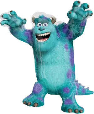 Cheerful_ Blue_ Monster PNG Image