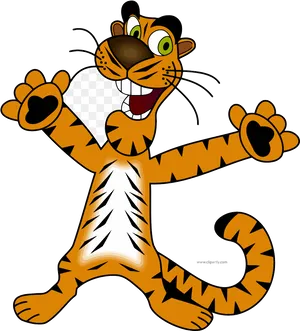 Cheerful_ Cartoon_ Tiger_ Vector PNG Image