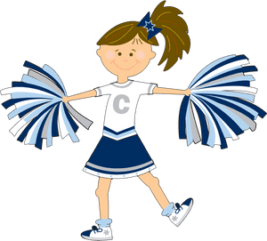 Cheerful Cheerleader Cartoon PNG image with transparent background