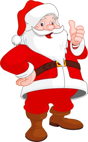 Cheerful Santa Claus Giving Thumb Up PNG Image