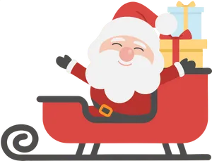 Cheerful Santa Claus Sleigh Gifts PNG Image