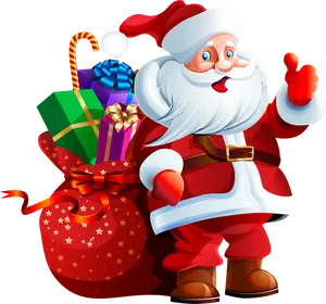 Cheerful Santa Clauswith Gifts PNG Image