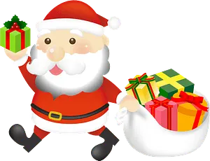 Cheerful Santa Clauswith Gifts PNG Image