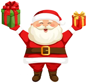 Cheerful Santa Clauswith Gifts PNG Image