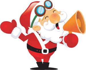 Cheerful Santa Clauswith Megaphone PNG image with transparent background