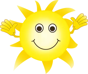 Cheerful Smiling Sun Cartoon PNG Image