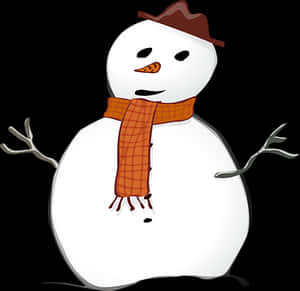 Cheerful Snowman Cartoon PNG image with transparent background