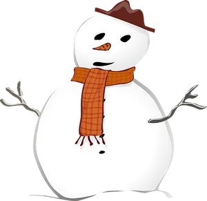 Cheerful Snowman Cartoon PNG Image