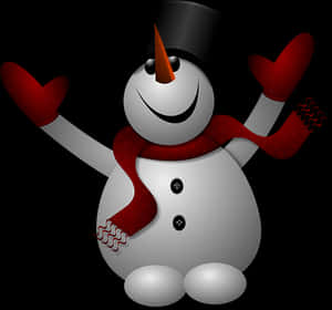 Cheerful Snowman Cartoon PNG image with transparent background