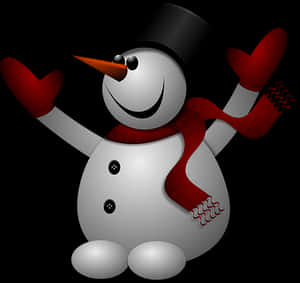 Cheerful Snowman Cartoon PNG image with transparent background
