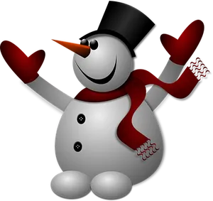 Cheerful Snowman Cartoon PNG Image
