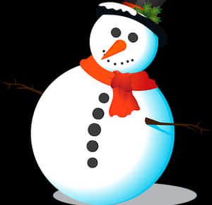 Cheerful Snowman Illustration PNG image with transparent background