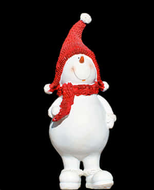Cheerful Snowman Red Hat Scarf PNG image with transparent background