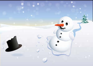 Cheerful Snowman Winter Scene PNG with transparent background