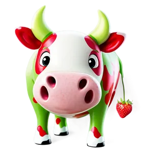 Cheerful Strawberry Cow Png Aua63 PNG Image