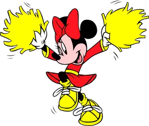 Cheerleader Minnie Mouse Cartoon PNG Image