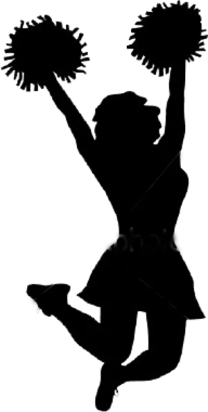 Cheerleader Silhouette Jumping PNG Image