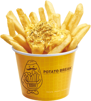 Cheese Covered Friesin Cup PNG with transparent background