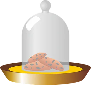 Cheese Wedge Under Glass Dome PNG Image