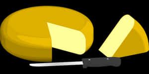 Cheese Wheeland Knife Illustration PNG with transparent background