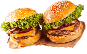 Cheeseburger Deluxe Two Varieties PNG image with transparent background