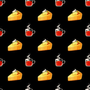 Cheesecakeand Tea Pattern PNG image with transparent background