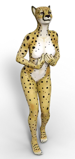 Cheetah Inspired Body Art Standing Pose PNG Image