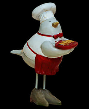Chef Bird Holding Hotdog Sculpture PNG image with transparent background