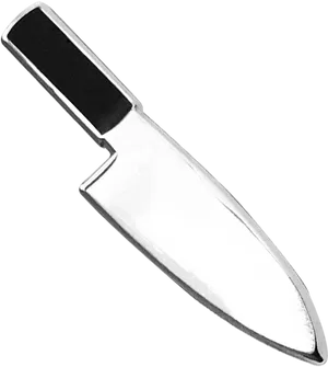 Chef Knife Black Handle Isolated PNG Image