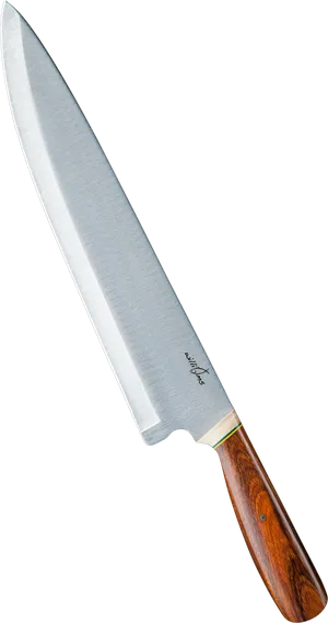 Chef Knife Wooden Handle Isolated PNG Image