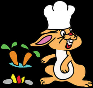 Chef Rabbit Cartoon Cooking Carrots PNG image with transparent background