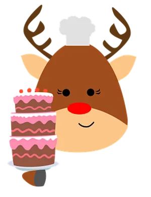Chef Reindeer Holding Cake PNG Image