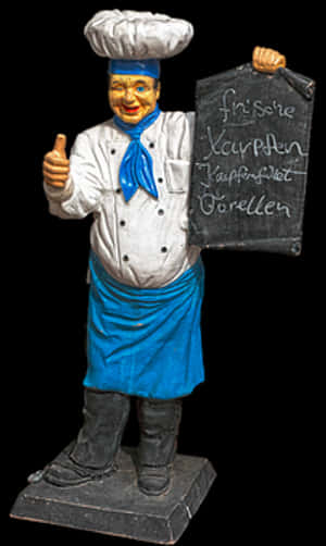 Chef_ Statue_ Holding_ Menu_ Board PNG image with transparent background