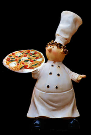 Chef_ Statue_ Holding_ Pizza PNG image with transparent background