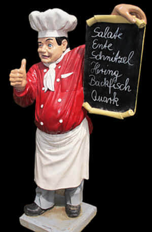 Chef Statuewith Menu Board PNG image with transparent background