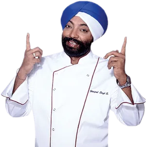 Chefin Whitewith Blue Turban PNG Image