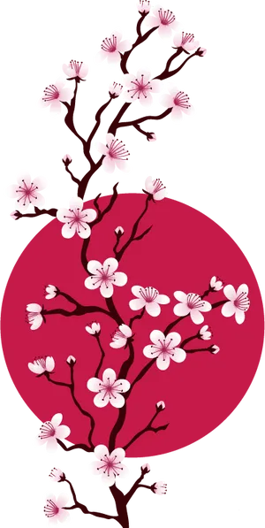 Cherry Blossom Branch Artistic Representation PNG Image