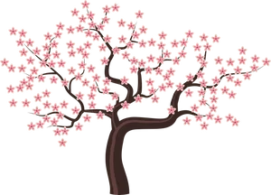 Cherry Blossom Tree Illustration PNG Image