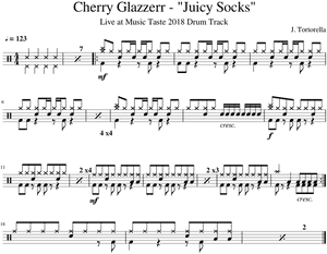 Cherry Glazerr Juicy Socks Drum Sheet Music PNG image with transparent background