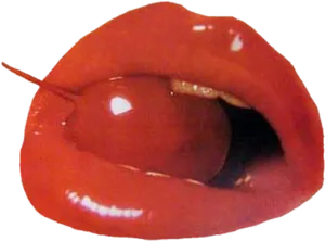 Cherry Lips Close Up PNG Image