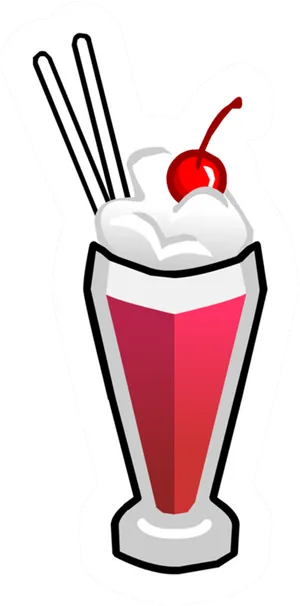 Cherry Milkshake Cartoon PNG Image