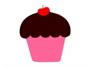 Cherry Topped Chocolate Cupcake Graphic PNG with transparent background