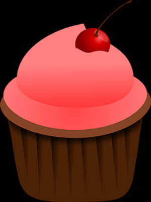 Cherry Topped Chocolate Cupcake Illustration PNG image with transparent background