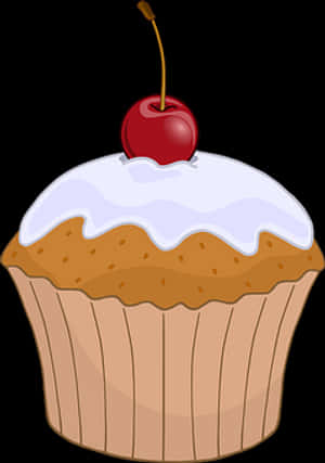 Cherry Topped Cupcake Graphic PNG image with transparent background