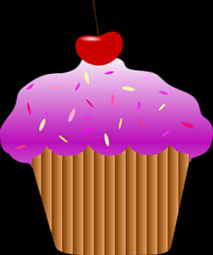 Cherry Topped Cupcake Graphic PNG image with transparent background