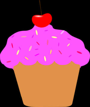 Cherry Topped Cupcake Graphic PNG image with transparent background